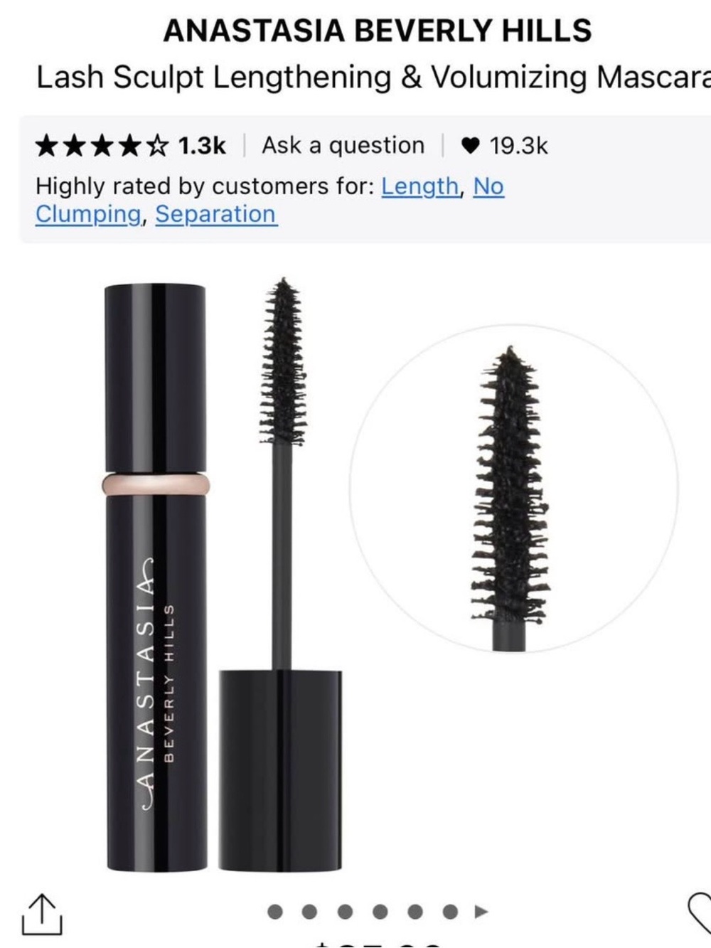 New Anastasia Beverly Hills Lash Sculpt Lengthening & Volumizing Mascara — Black